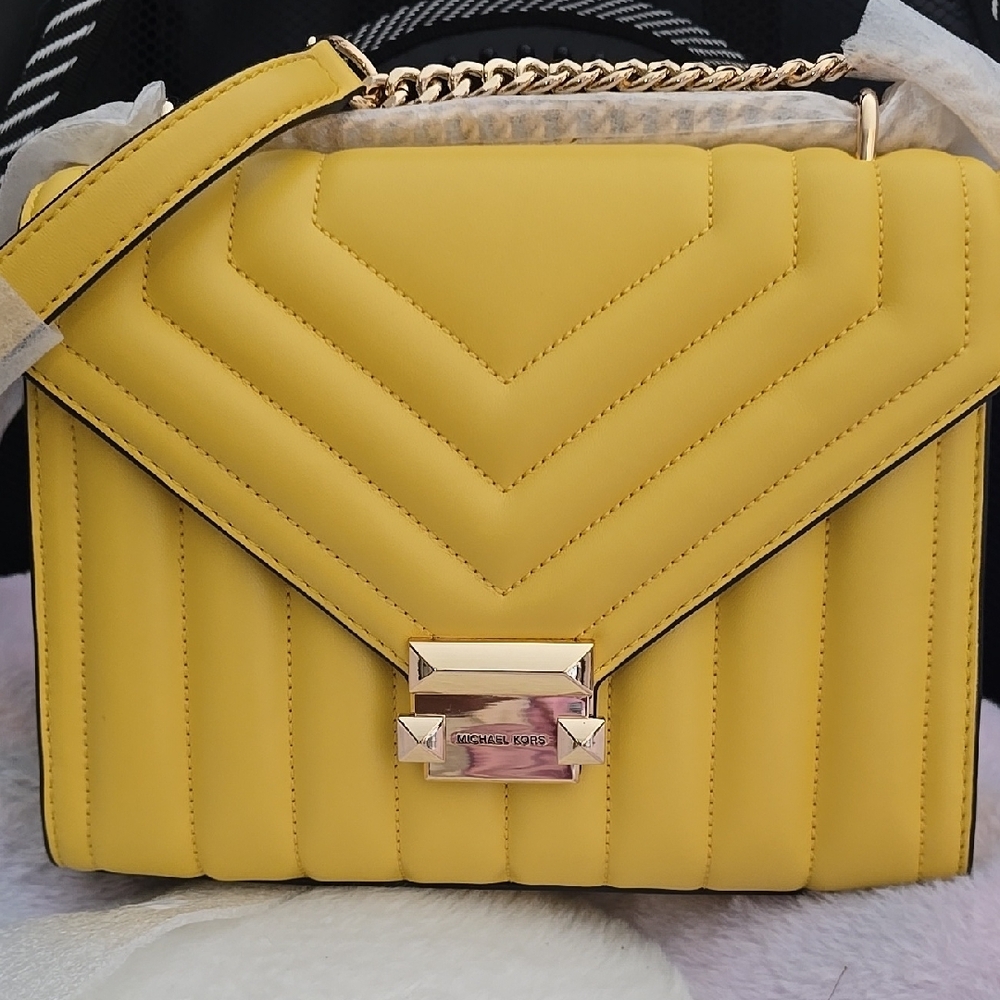 Michael Kors Yellow Quilted Shoulder Bag